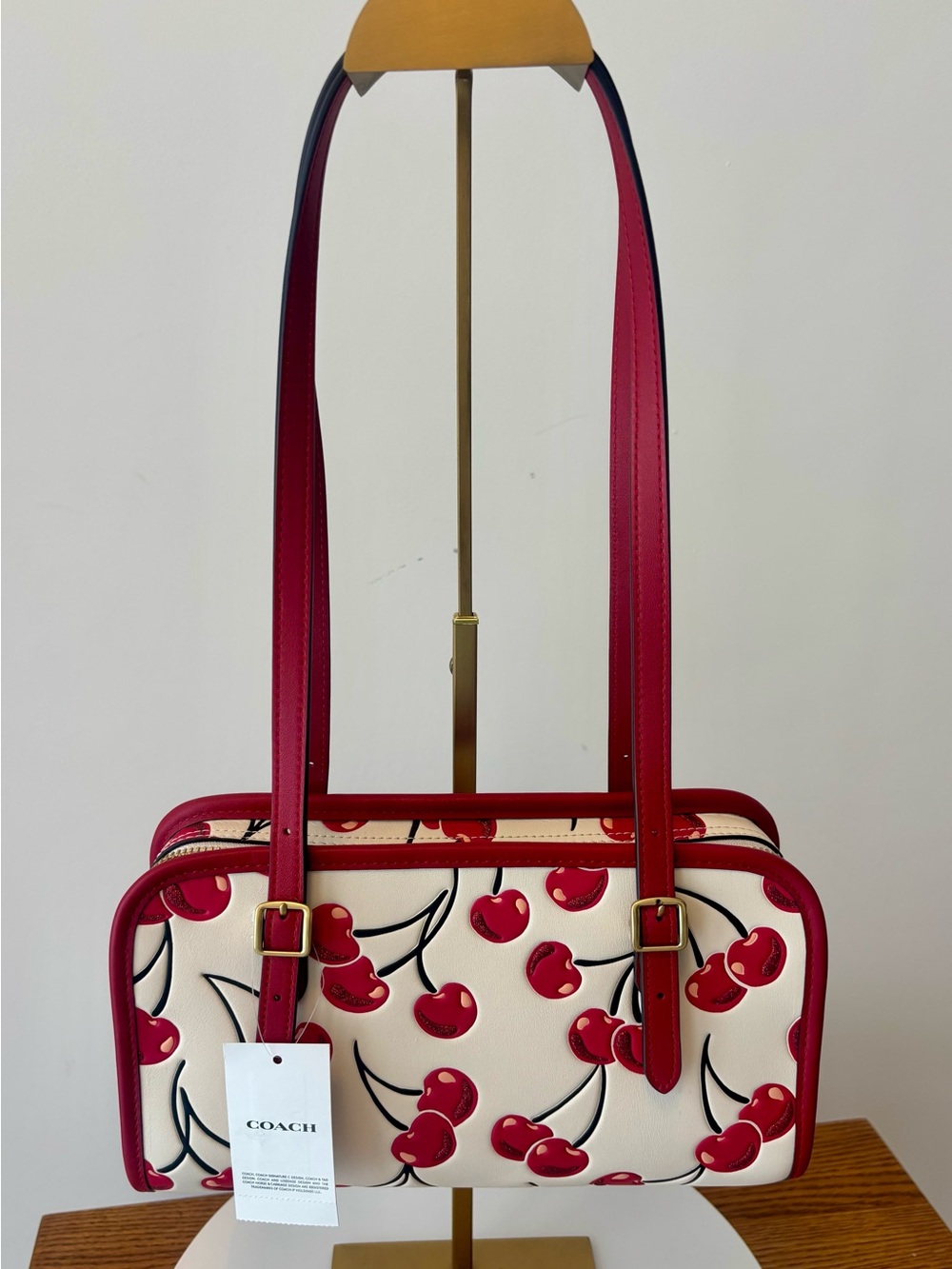 NWT COACH Swing Zip Bag w/Red Cherry Print includes Dust Bag - Picture 3 of 8